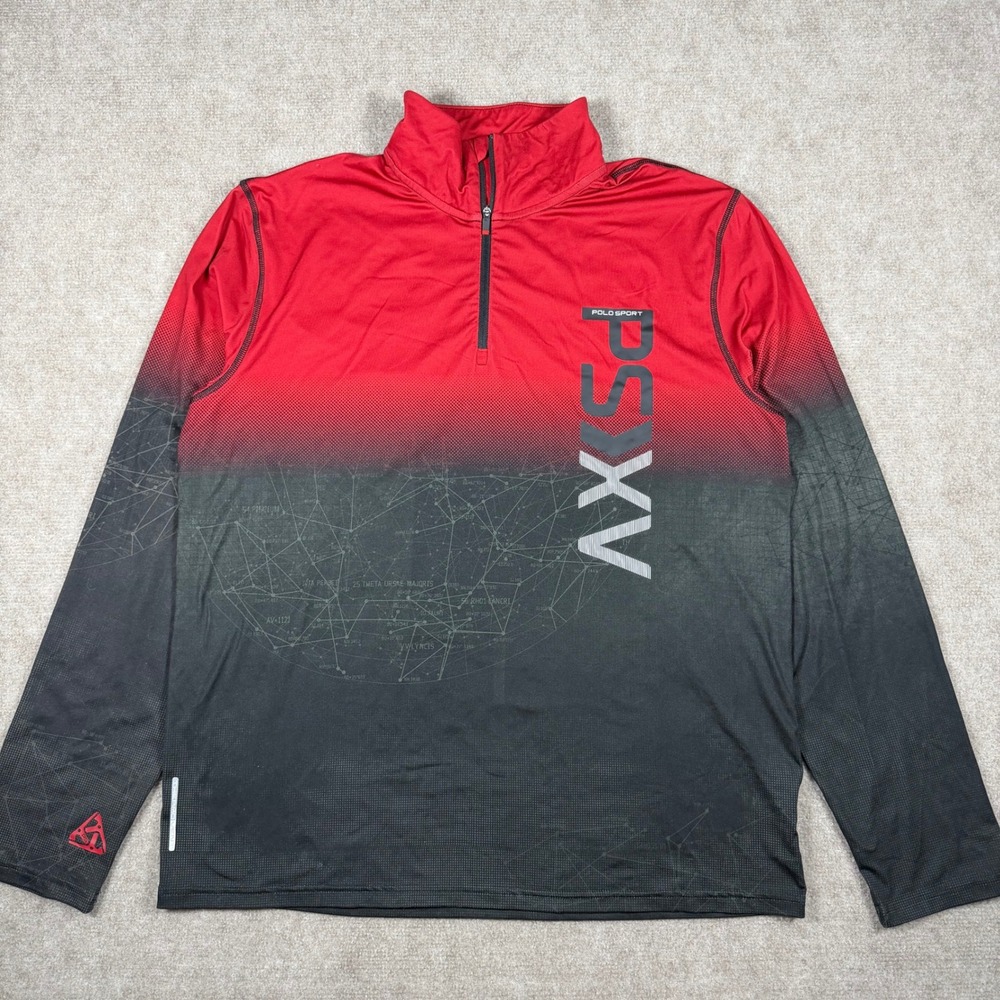 Polo Ralph Lauren Sport Pullover Mens XL Red Black PSXV Quarter Zip Performance